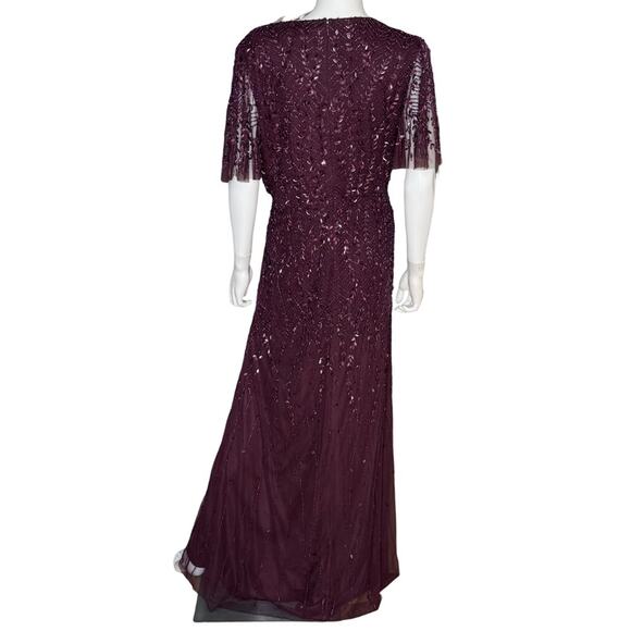 Mac Duggal Purple Embellished Flutter Sleeve Gown Women’s Sz 10 - Picture 7 of 10